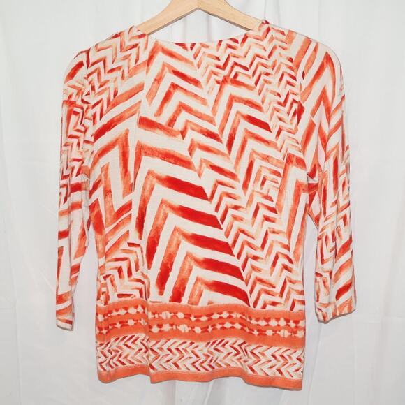 Chicos Size ) Blouse Orange White Graphic - Picture 10 of 11